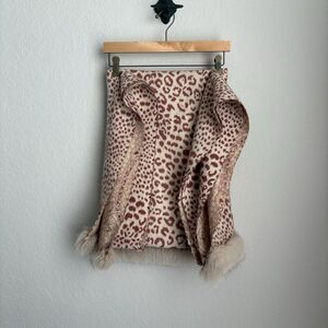 La Fiorentina Womens Fur 100% Wool Scarf Leopard Paisley *READ